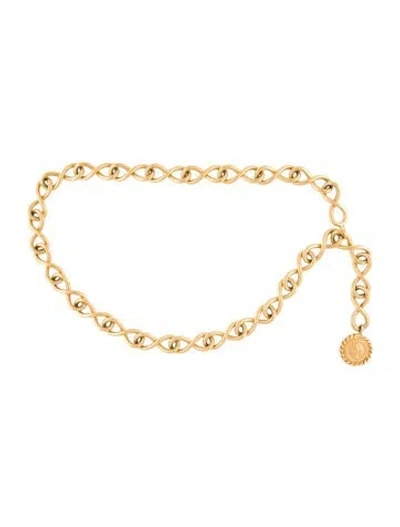 Pre-owned Chanel 1990's Mademoiselle Charm Chain-link Belt In Gold