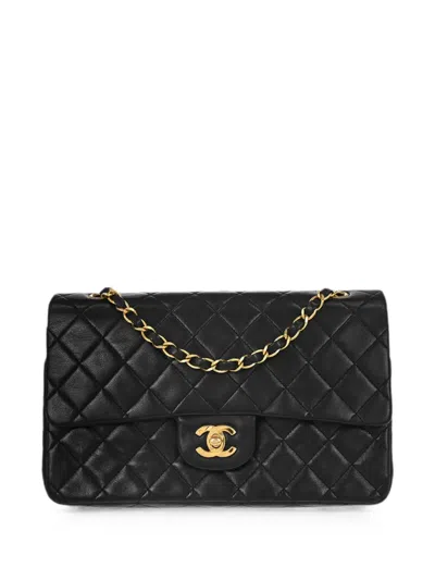 Pre-owned Chanel 1990 Medium Classic Double Flap Shoulder Bag In Black