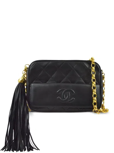 Pre-owned Chanel 1990 Mini Camera Shoulder Bag In Black