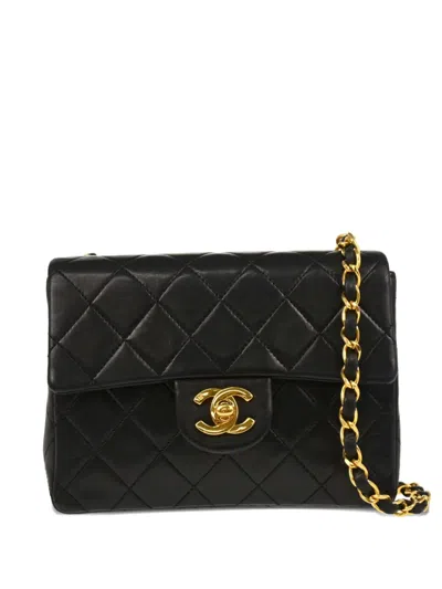Pre-owned Chanel 1990 Mini Classic Flap Quilted Shoulder Bag In Black