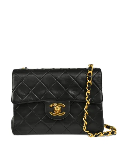 Pre-owned Chanel 1990 Mini Classic Flap Shoulder Bag In Black