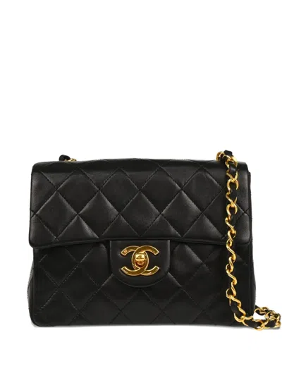 Pre-owned Chanel 1990 Mini Classic Flap Shoulder Bag In Black