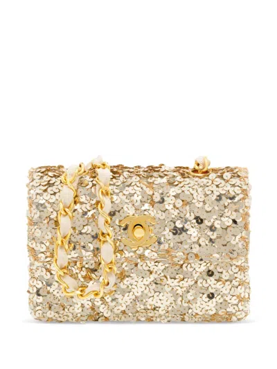 Pre-owned Chanel 1990 Mini Classic Flap Shoulder Bag In Gold