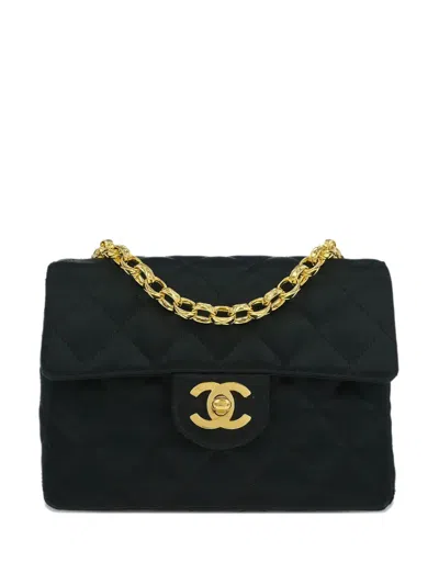 Pre-owned Chanel 1990 Mini Quilted Chain Shoulder Bag In Black