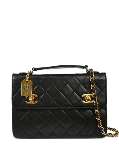 Pre-owned Chanel 1990 Quilted Shoulder Bag In Black