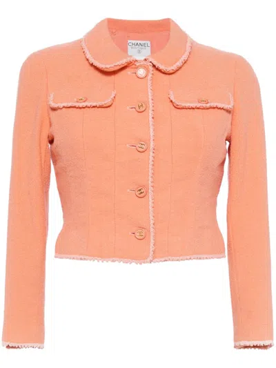 Pre-owned Chanel 1990 Single-breasted Jacket In Orange
