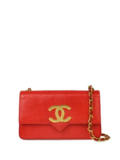Pre-owned Chanel 1990 Single Flap Shoulder Bag In Red