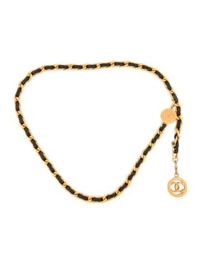 Pre-owned Chanel 1990's Skinny Chain-link Belt In Gold