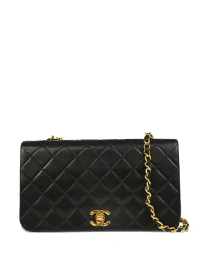 Pre-owned Chanel 1990 Small Flap Shoulder Bag In Black