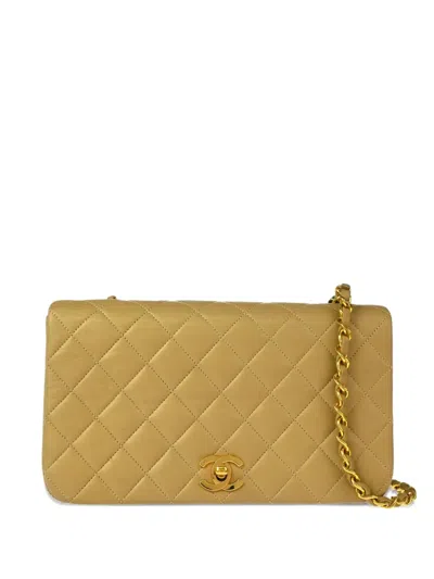 Pre-owned Chanel 1990 Small Full Flap Shoulder Bag In Neutrals