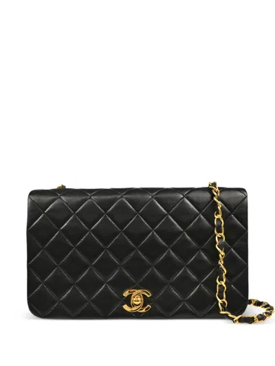 Pre-owned Chanel 1990 Small Turn-lock Handbag In Black