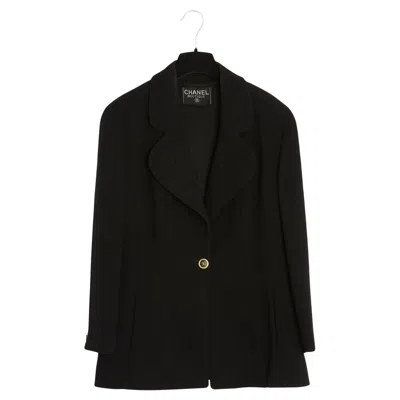 Pre-owned Chanel 1990 Veste Jupe Fr42 Late 80s Classic Black Cc Ensemble Uk14 Us12