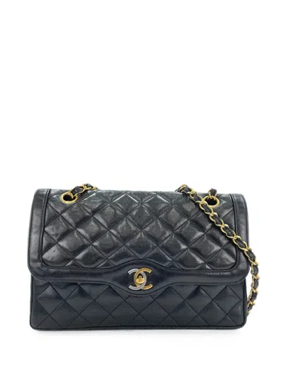 Pre-owned Chanel 1990-1992 Matelassé Shoulder Bag In Black