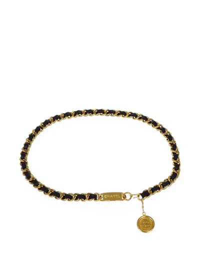 Pre-owned Chanel 1990-2000s Medallion Chain Belt In Black