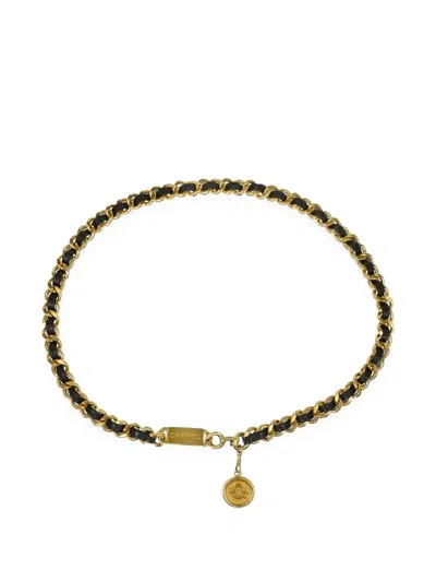 Pre-owned Chanel 1990-2000s Medallion Chain Belt In Black