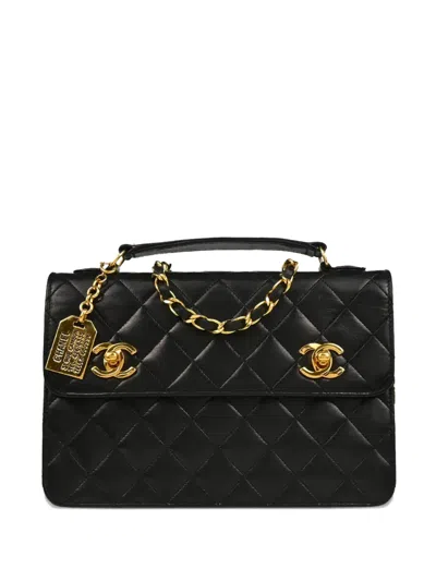 Pre-owned Chanel 1990s 2way Quilted Chain Shoulder Bag In Black