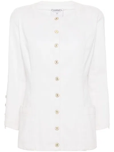 Pre-owned Chanel 1990s Cc-button Jacket In Neutrals