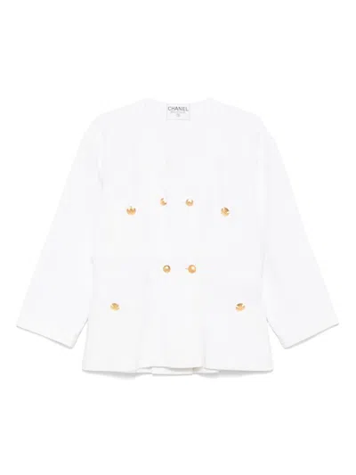 Pre-owned Chanel 1990s Cc-buttons Jacket In 白色