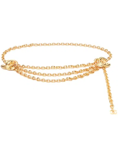 Pre-owned Chanel 1990s Cc Cable-link Chain Belt In Gold