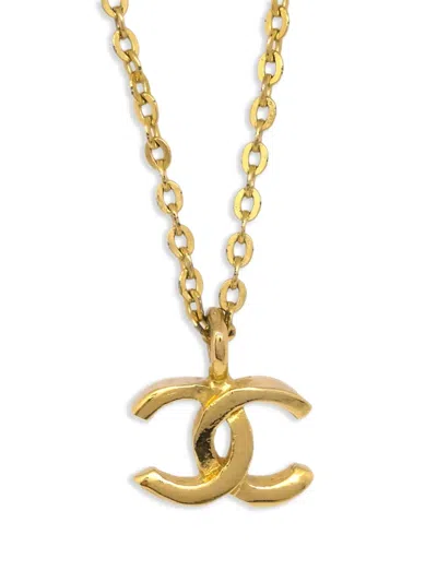 Pre-owned Chanel 1990s Cc Charm Necklace In Gold