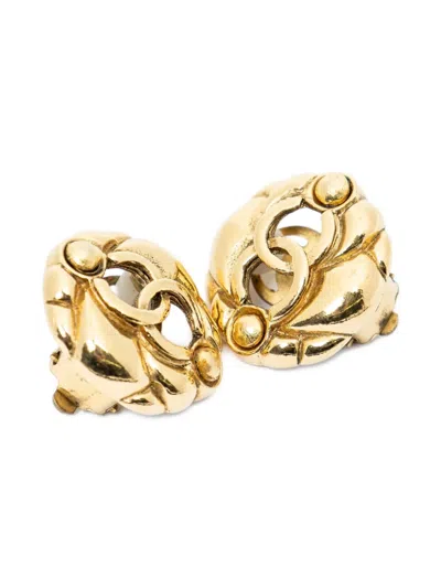 Pre-owned Chanel 1990s Cc-logo Gold-tone Clip Earrings