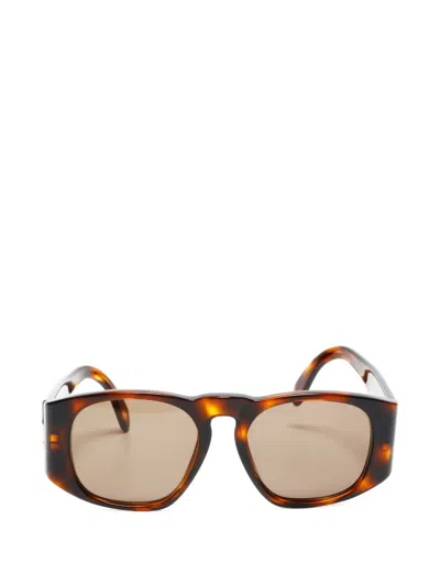 Pre-owned Chanel 1990s Cc-logo Square-frame Sunglasses In Brown