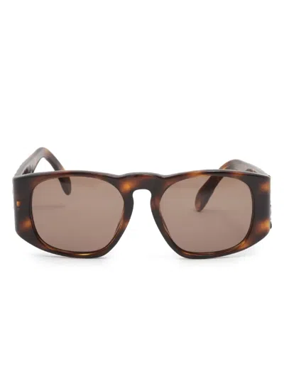 Pre-owned Chanel 1990s Cc Mark Rectangle-frame Sunglasses In Brown
