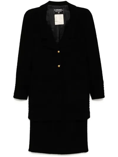 Pre-owned Chanel 1990s  Cc Mark Buttons Suit In Black