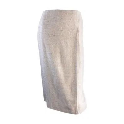 Pre-owned Chanel 1990s  Ivory / Cream / Beige Size 40 Silk Essential Vintage Wrap Skirt In White