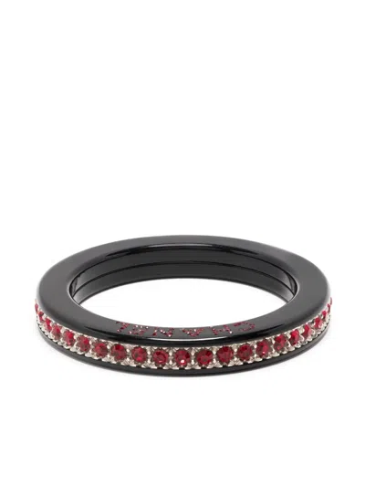Pre-owned Chanel 1990s Crystal-embellished Bangle Bracelet In Black