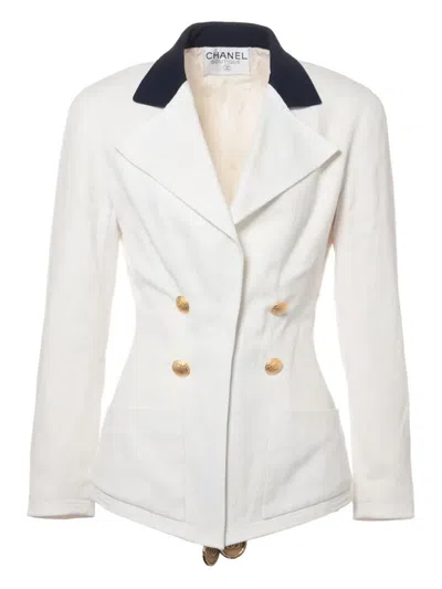 Pre-owned Chanel 1990s Fitted Blazer In White