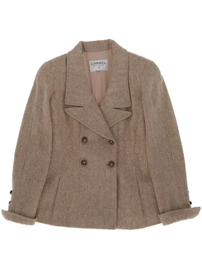 Pre-owned Chanel 1990s Houndstooth Jacket In Neutrals