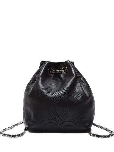 Pre-owned Chanel 1990s Interlocking-cc Bucket Bag In Black