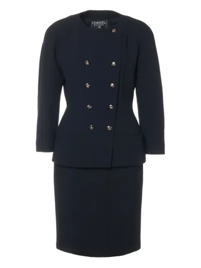 Pre-owned Chanel 1990s Interlocking Cc-buttons Skirt Suit