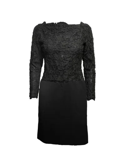 Pre-owned Chanel 1990s Lace Mini Dress In Black