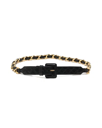 Pre-owned Chanel 1990s Leather Chain Belt, Size 75 In Black