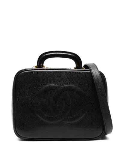 Pre-owned Chanel 1990s Leather Makeup Bag In Black