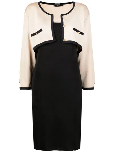 Pre-owned Chanel 1990s Logo-buttons Cropped Cardigan In Neutrals