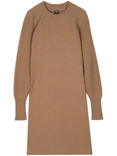 Pre-owned Chanel 1990s Long-sleeved Knitted Dress In Brown