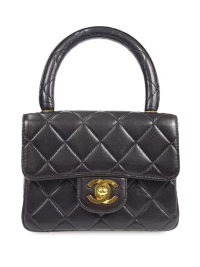 Pre-owned Chanel 1990s Mini Square Classic Flap Handbag In Black