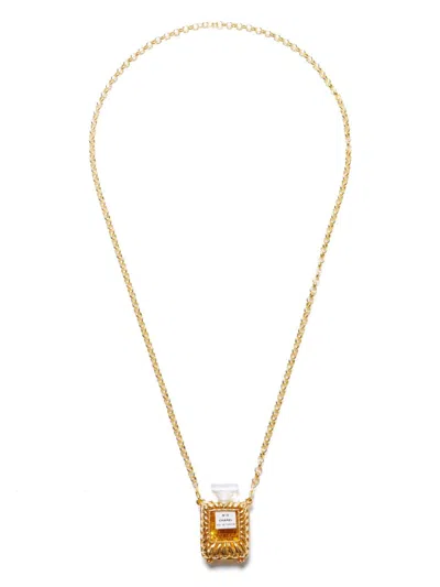 Pre-owned Chanel 1990s Nº5 Bottle Necklace In Gold