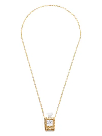 Pre-owned Chanel 1990s Perfume Bottle Necklace In 金色