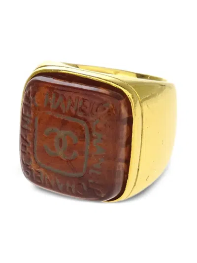 Pre-owned Chanel 1990s Seal Ring In Gold