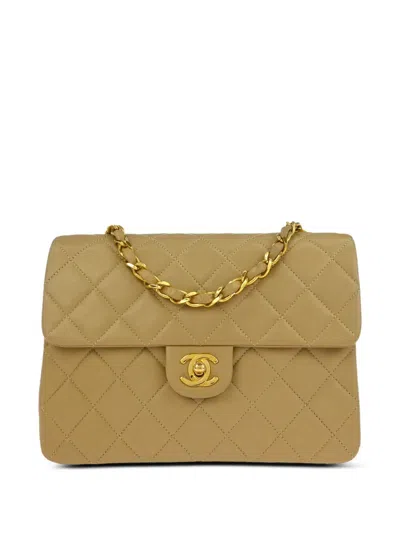 Pre-owned Chanel 1990s Square Flap Shoulder Bag In Neutral
