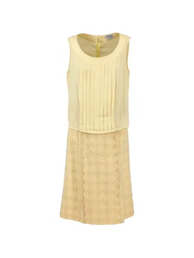 Pre-owned Chanel 1990s Textured Skirt Suit (set Oh Three) In Yellow