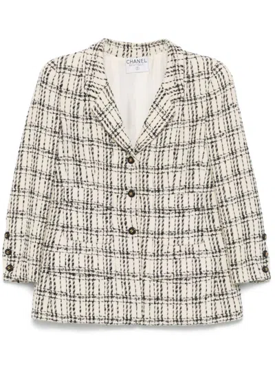 Pre-owned Chanel 1990s Tweed Blazer In White