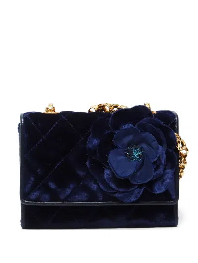 Pre-owned Chanel 1990s Velvet Shoulder Bag In 蓝色