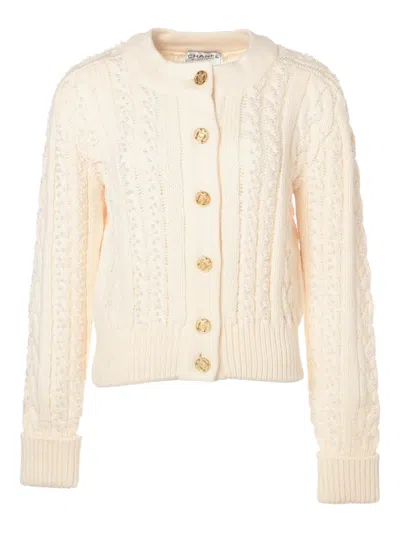 Pre-owned Chanel 1990s Wool Cardigan In White