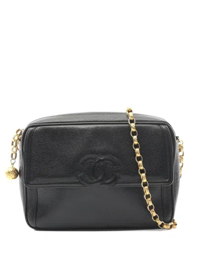 Pre-owned Chanel 1991-1994 Coco Mark Chain-strap Shoulder Bag In Black