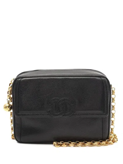 Pre-owned Chanel 1991-1994 Coco Mark Shoulder Bag In Black